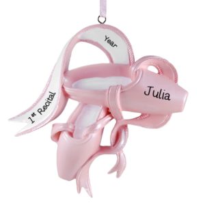 Image of Personalized 1st Dance Recital Pink Slippers Ornament