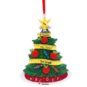 Image of Personalized Teacher Gift Christmas Tree Ornament