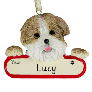 Image of Pet Groomer SHIH-TZU PUPPY CUT On Banner Ornament