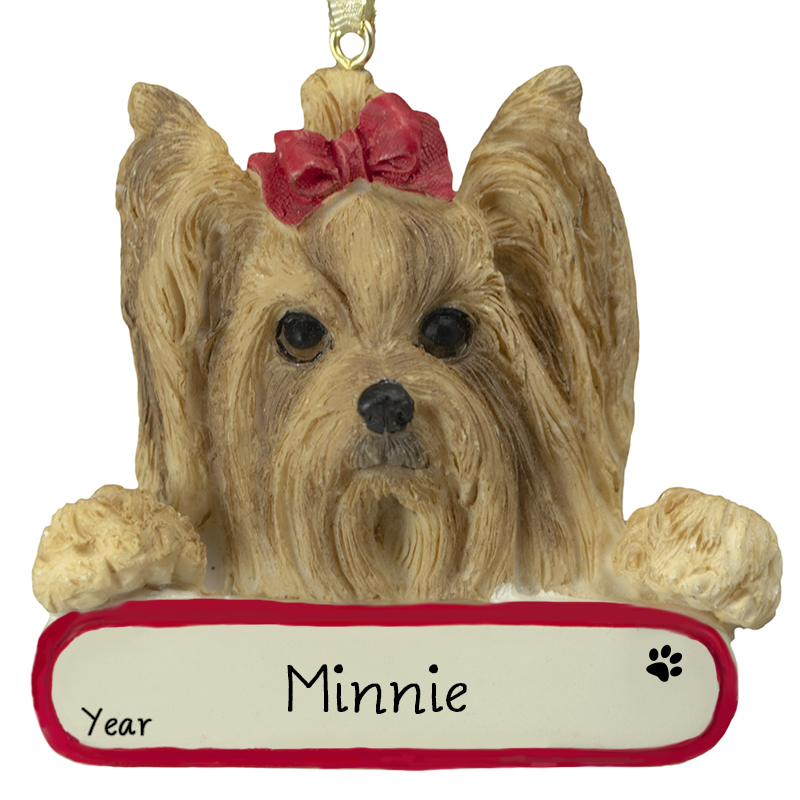 Personalized Yorkshire Terrier YORKIE Dog On Banner Ornament | Personalized  Ornaments For You