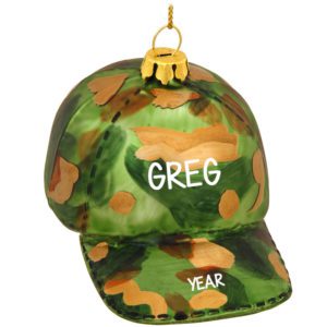 Image of Glass Camo Cap Hunting Personalized Ornament