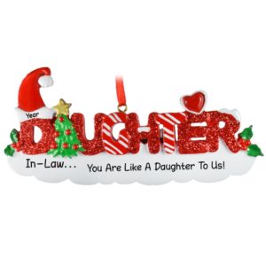 Image of DAUGHTER-IN-LAW Red Glittered Letters Ornament