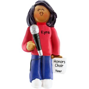 Image of FEMALE Holding A Microphone Singing Ornament AFRICAN AMERICAN