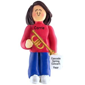 Image of FEMALE Playing TRUMPET Band Ornament BRUNETTE