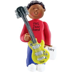 Image of MALE ELECTRIC Guitar Player Ornament AFRICAN AMERICAN