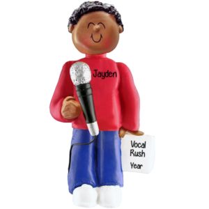 Image of Male Holding A Microphone Singing Ornament AFRICAN AMERICAN
