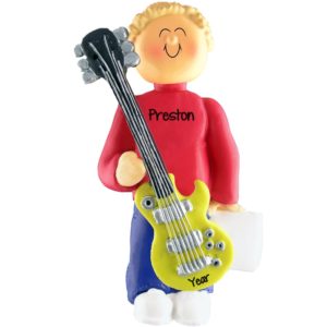 Image of MALE ELECTRIC Guitar Player Ornament BLONDE