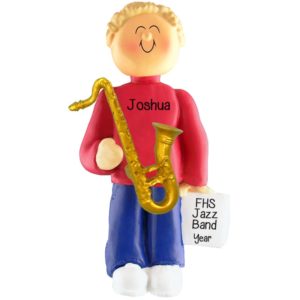 Image of Boy Playing SAXOPHONE PersonalizedOrnament BLONDE