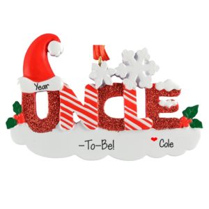 Image of Uncle-To-Be Glittered Letters Personalized Ornament