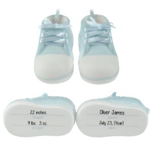Personalized Baby BOY'S Shoes Porcelain Keepsake Ornament BLUE