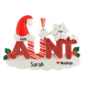 Image of Personalized New Aunt Glittered Letters Ornament