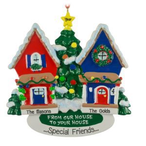 Image of Christmas Ornament For Neighbors Two Houses Personalized