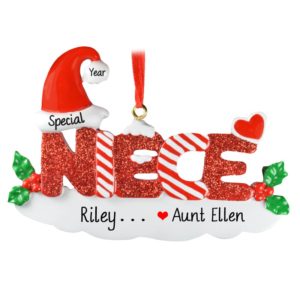 Image of Personalized Niece Glittered Letters Keepsake Ornament