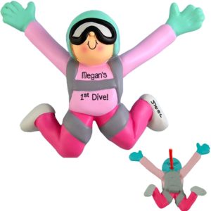 Image of Personalized Skydiving 1st  Dive Girl PINK Ornament