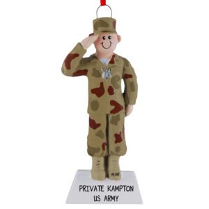 Image of Personalized ARMY Male Soldier Fatigues Christmas Ornament