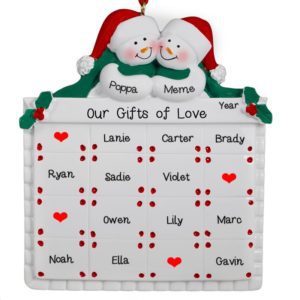 Image of Snow Couple With 12 Names On Festive Quilt Ornament