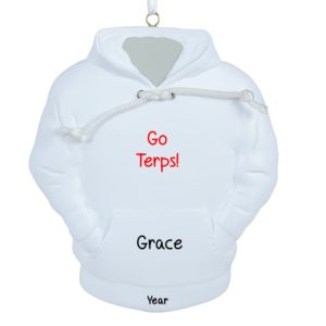 Image of College Hoodie White Personalized Christmas Ornament