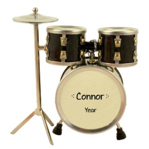Image of BLACK Drum Set Personalized Christmas Ornament