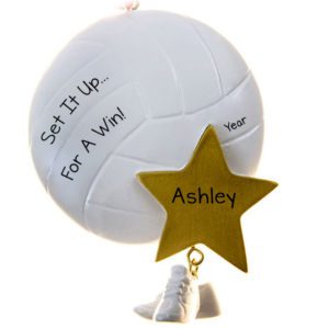 Image of Volleyball  'Set It Up...For A Win!' Gold Star Ornament
