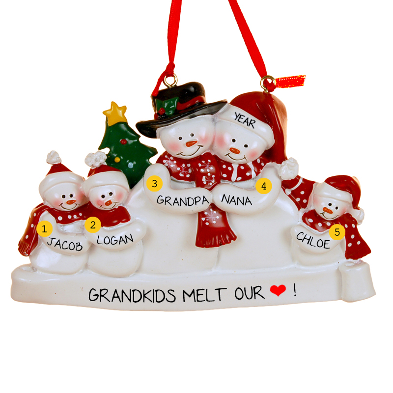 Grandparents Christmas Ornament Snow Fam 11 Grandkids