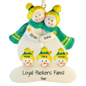 Image of Greenbay Packers Snow Family 5 GREEN & GOLD Ornament