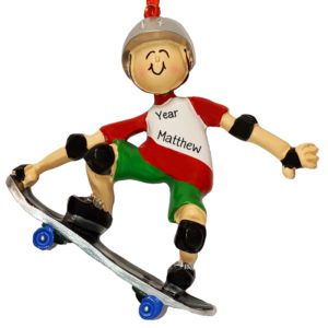 Image of Boy Skateboarder Personalized Christmas Ornament