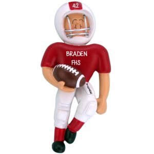 Image of Personalized Football Player Wearing RED Uniform Ornament