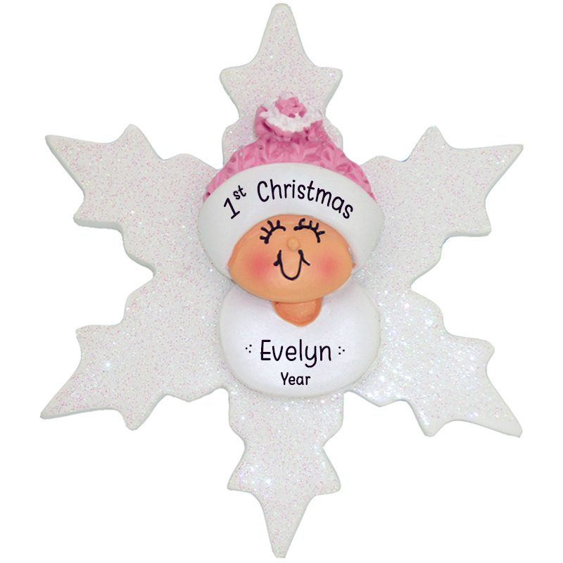 Personalised First Christmas Baby Girl Boy Deer Snowflake
