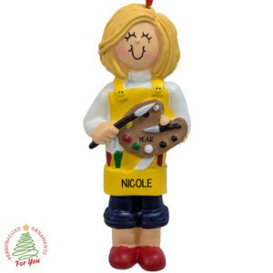 Artist Wearing Smock Holding Palette Ornament BLONDE