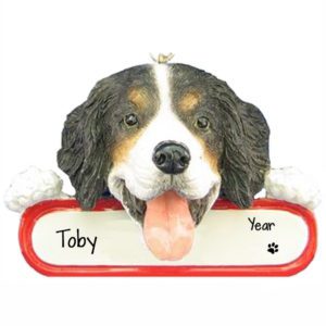Image of Personalized BERNESE MOUNTAIN Dog On Banner Ornament