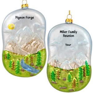 Image of Personalized Family Reunion In The Mountains GLASS Ornament