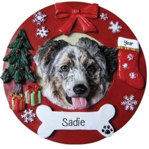 Image of AUSTRALIAN SHEPHERD Dog Wreath Christmas Ornament