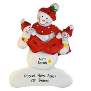Image of New Aunt Of Twins Wrapped In RED Blankets Ornament