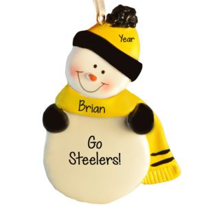 Image of BLACK & GOLD Pittsburgh Steelers Snowman Ornament