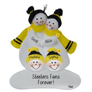 Image of Steelers Snow Family Of 4 BLACK & YELLOW Ornament