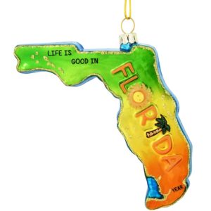 Image of State Of Florida Glittered GLASS Ornament