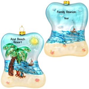 Image of Beach Family Reunion GLASS 2-Sided Personalized Ornament