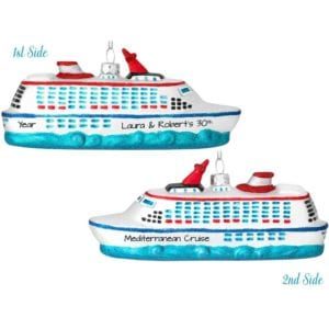 Image of Personalized Cruise Ship Glittered 3-Dimensional GLASS Christmas Ornament
