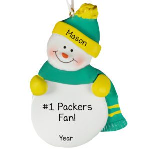 Image of GREEN & YELLOW Greenbay Packers Snowman Ornament