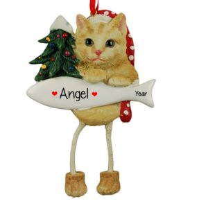 Image of ORANGE TABBY CAT With Dangling Legs Ornament