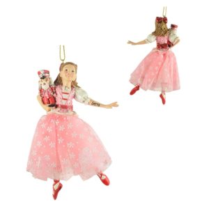 Image of Clara Holding The Nutcracker Wearing PINK Skirt Ornament
