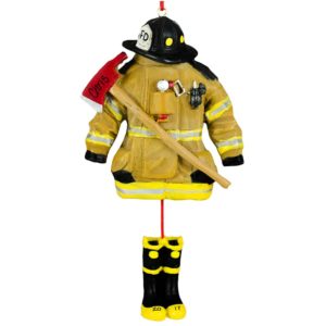 Image of Fireman's Coat With Axe Dangling Christmas Ornament