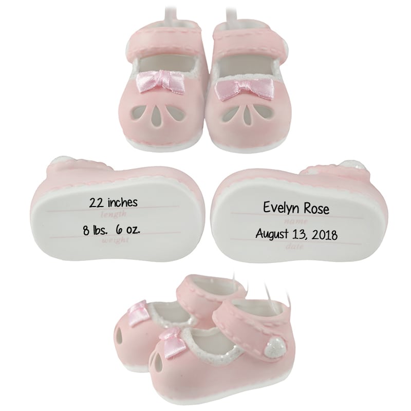 Pink Baby Shoes Personalized Christmas Ornament