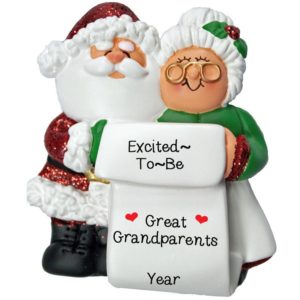 Image of Personalized Soon To Be Great Grandparents Mr. & Mrs. Claus Ornament