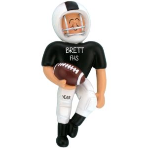 Image of Football Player Wearing BLACK & White Uniform Ornament