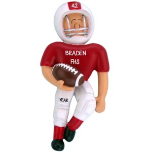 Image of Personalized Football Player Wearing RED Uniform Ornament