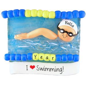 Image of Swimmer In Pool Wearing Googles And Cap Ornament