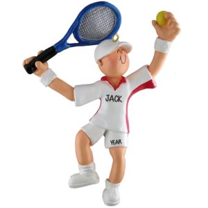 Image of Tennis Player MALE With Raquet And Ball In Hand Ornament