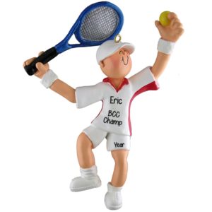 Image of Male Tennis Coach Holding Raquet Overhead Ornament