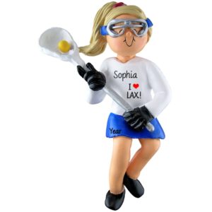 Image of Female Lacrosse Player Cradling Ball Ornament BLONDE
